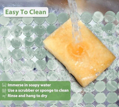 Kitchen Sink Mat for Stainless Steel/Ceramic Sinks,2 Pack with Scissors - color: Green