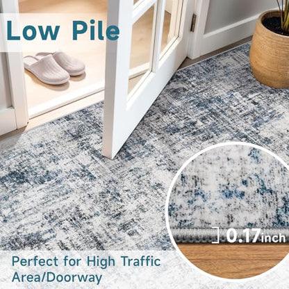 2x6ft Abstract Carpet Runners for Hallway: Machine Washable Area Rug Blue - color: Blue, size: 2' x 6' (Runner)