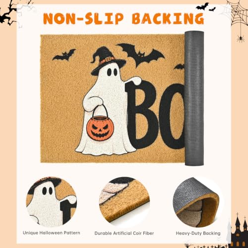 Halloween Welcome Mat Spooky Boo Non-Slip Front Door Mat, 17x29 in - color: Spooky Boo