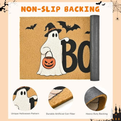 Halloween Welcome Mat Spooky Boo Non-Slip Front Door Mat, 17x29 in - color: Spooky Boo