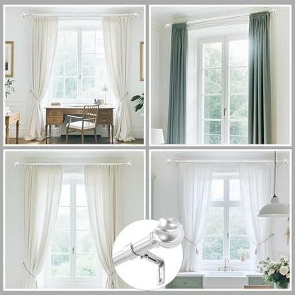 LLPJS Curtain Rods 16-48", 1 in Adjustable Silver Rod with Finials, 1 Pack - color: Satin Silver, size: 16" to 48" - 1 pack