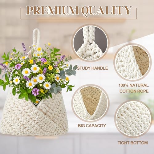 Honeydak 3 Hanging Baskets, Cream, Envelope Basket - color: Cream, style: Envelope Basket