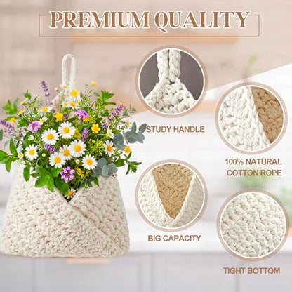 Honeydak 3 Hanging Baskets, Cream, Envelope Basket - color: Cream, style: Envelope Basket