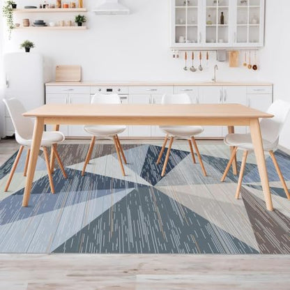 HOMFINE Washable Modern Area Rug - Geometry Style 4x6 Rugs for Living Room, Bedroom, Machine Washable Rug Soft Non Slip Non Shedding Area Rug - Blue, 4'x6' - color: Blue, size: 4' x 6' (Rectangular)