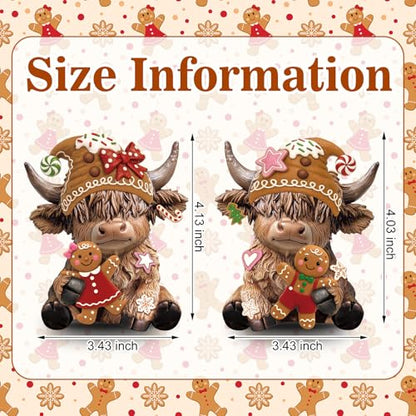 Karenhi 2 Pcs Highland Cow Figurines Resin, Gingerbread Christmas Decor - style: Gingerbread Man