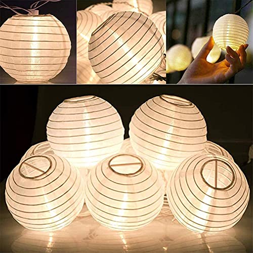 Vigdur White Paper Lantern String Lights Plug in Connectable, 9.8FT - color: White