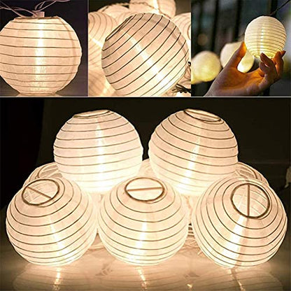 Vigdur White Paper Lantern String Lights Plug in Connectable, 9.8FT - color: White
