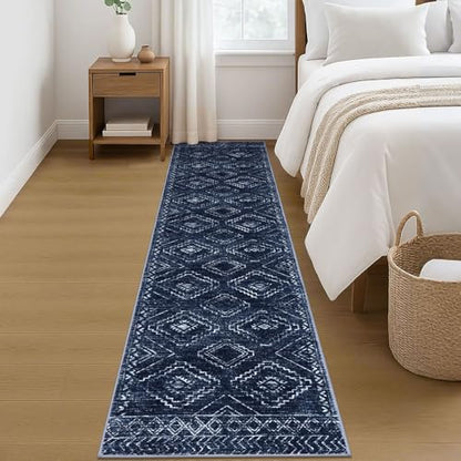 KILOCOCO Washable Runner Rug 2x8 ft Non Slip Runners for Hallway, Dark Blue - color: Dark Blue, size: 2' x 8' (Runner)