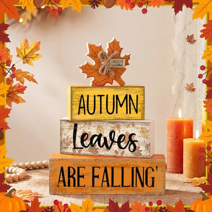 Lineshading 4 Pcs Fall Table Decorations Wooden Autumn Maple Leaf Decor - style: Autumn Leaves