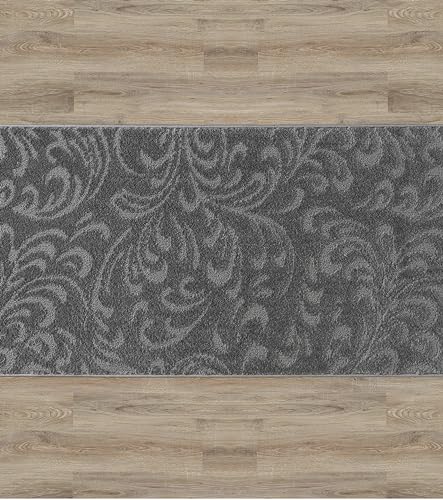3 Ft Charcoal Entryway Kitchen Bath Rug Mat, Custom Size, Non Slip Washable - color: Anthracite Floral, size: 2'2" x 3' (Rectangular)