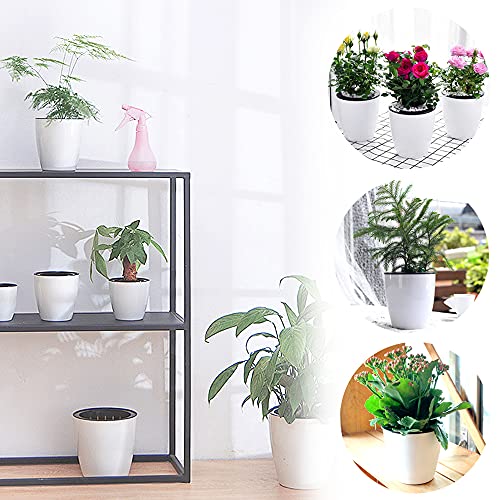 Haawooky 12 PCS Self Watering Plastic Planter,4 Inch Plastic Flower Plant Pot with Inner Pot,Self Watering Planter White Flower Pot for Herbs,Flowers,All House Plants,Succulents