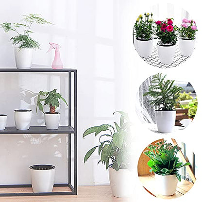 Haawooky 12 PCS Self Watering Plastic Planter,4 Inch Plastic Flower Plant Pot with Inner Pot,Self Watering Planter White Flower Pot for Herbs,Flowers,All House Plants,Succulents