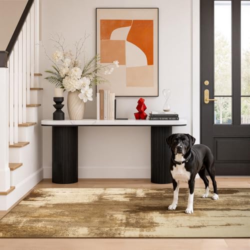 Merelax 2x6 Hallway Runner Rug Washable Non-Slip Brown Low Pile Carpet - color: Brown, size: 2' x 6' (Rectangular)