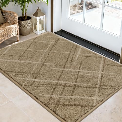COSY HOMEER Front Door Mat Low Profile Non-Slip Doormat for Entryway,Beige - color: Beige, size: 3' x 2' (Rectangular)