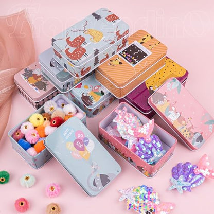 Framendino, 5 Pack Mini Tinplate Storage Boxes Small Empty Cartoon Trinket Jewelry Coin Containers Metal Rectangle Tin for Bead Case (Style C) - color: Cartoon
