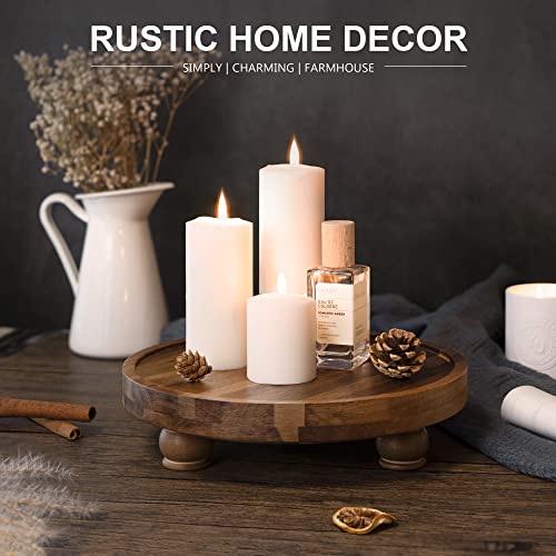 EOSAHR Acacia Wood Display Riser: Pedestal Stand for Bathroom Decor, Brown - color: Acacia