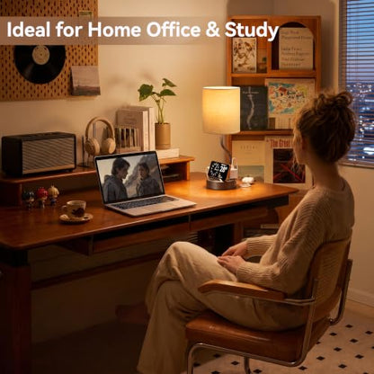 Fenmzee Bedside Lamps for Bedroom Set - 18" Beige Table Lamp for Nightstand - color: Beige & Coffee