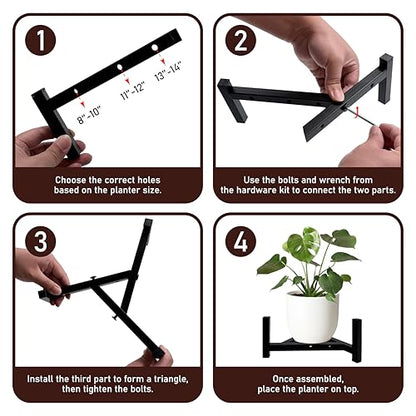 2-Pack Adjustable Plant Stand Indoor Outdoor, Black - size: 2 Pack - Triangle