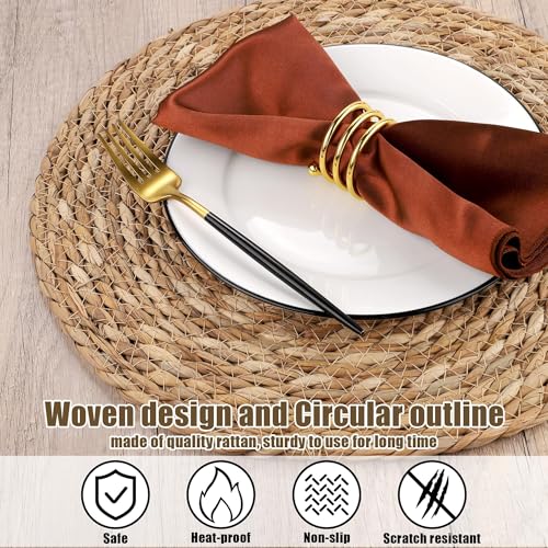 Kochorie 6 Pcs Round Woven Placemats 15 Inch Rattan Table Charger Plates - size: 15 Inch