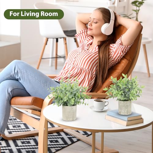 3 Pack Small Fake Plants, Mini Potted Artificial Greenery Plants for Indoor