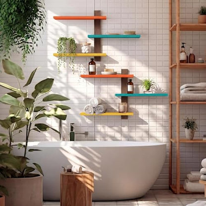 Pinkunn 2 Pack Floating Wall Shelf Mid Century Decor, Mid Century, 3 Tier - color: Mid Century
