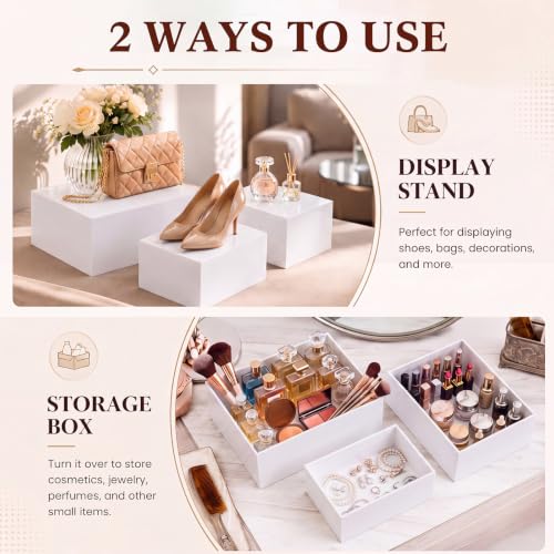 Leinuosen 7 Pcs Large Acrylic Buffet Risers, 8-14" Rectangle, White - color: White, size: 8" to 14", style: Rectangle