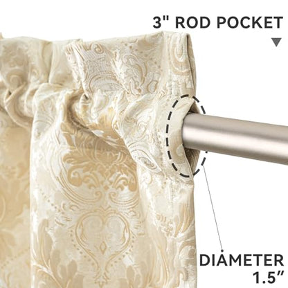Loom and Mill Elegant Damask Valances for Windows, Champagne Gold, 54"x18" - color: Champagne Gold