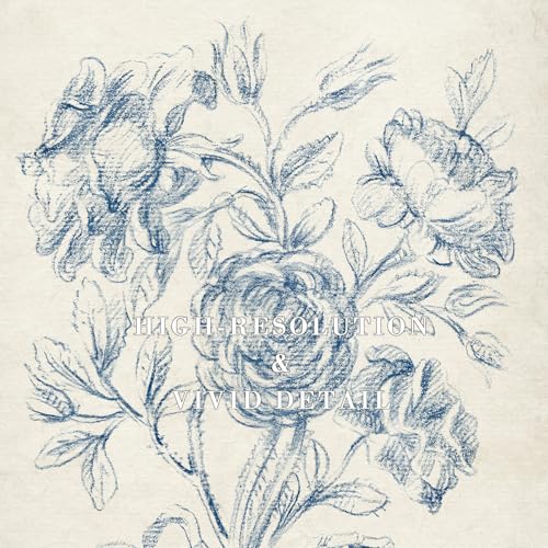 Kizbok Vintage Floral Wall Art Decor Neutral Blue Rose Flower Sketch Canvas Prints Farmhouse Wall Decor Rustic Victorian Country Decor Vintage Art Pictures for Nursery Bedroom Bathroom Office De cor(8" x 10"-UNFRAMED) - color: Blue Rose, size: 10"L x 8"W