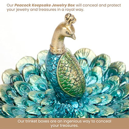Bits and Pieces Peacock Jewelry Box Small Trinket Box