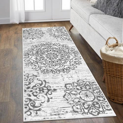 HEBE Hallway Runner Rug 2'x5', Washable Non Slip Kitchen Rug Runner - color: Grey, size: 2' x 5' (Rectangular)
