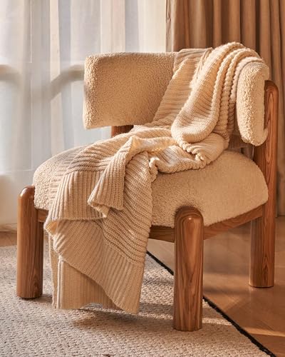 UnHide Melange Knit Blanket, Textured and Ultra-Soft Wool Throw Blanket - color: Snow White, size: Melange Wool (60" x 80")