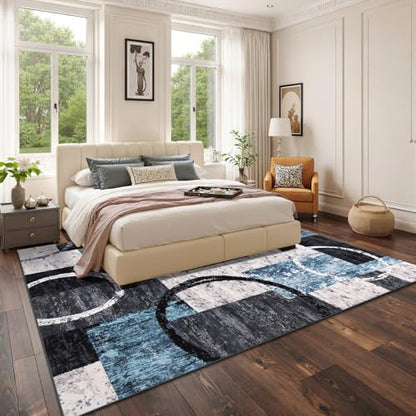 Yamaziot 8x10 Washable Modern Abstract Area Rug Non-Slip Living Room Rug - color: Blue/Multi, size: 8x10ft