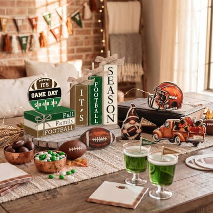 11 Pcs Fall Football Table Decorations Football Tiered Tray Decor - style: Football