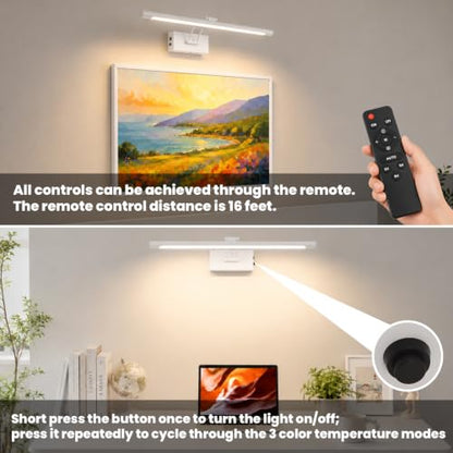 Battery Operated Picture Light for Wall,White 23.6-Inch - color: White, size: 23.6 Inch