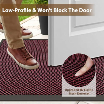 Front Door Mat Outside Entrance Welcome Mat 24"x36" Red 2x3 ft - color: Red, size: 24"x36"