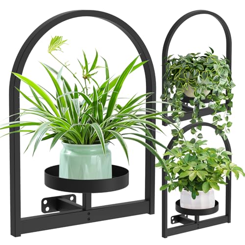 3 Pack Wall Plant Holders, Metal Window Planters Shelves, Black - color: Black 3 Pack