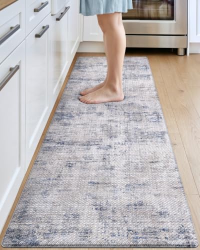 DEXI Kitchen Floor Mats Cushioned Anti Fatigue Runner Rug 23x86 Blue - color: Blue, size: 86"L x 23"W x 0.4"Th