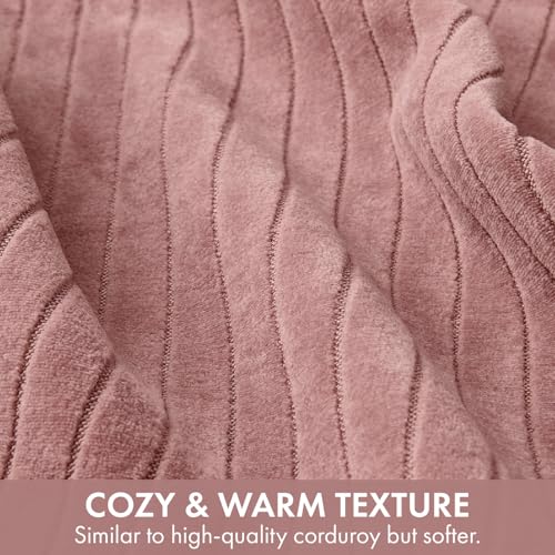 MIULEE Set of 2 Blush Pink Textured Striped Throw Pillow Covers 18x18 Inch - color: Blush Pink, size: 18" x 18" (Pack of 2)