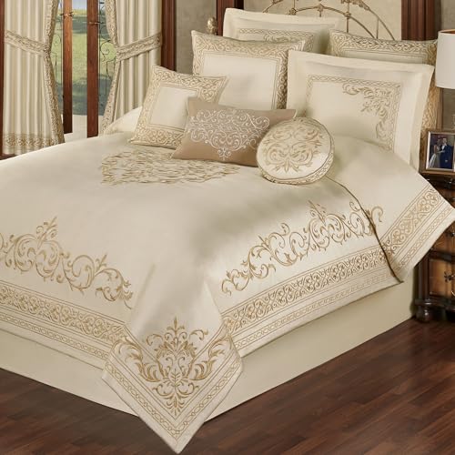 Touch of Class Versailles Luxury Comforter, Classic Pearl, Queen, 4 Pc Set - size: 4 Piece Queen Comforter Set