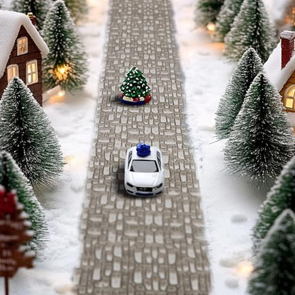 4 Pcs Christmas Village Cobblestone Road, Christmas Villages Accessories - color: 39"x 3.5"-grey Cobblestone