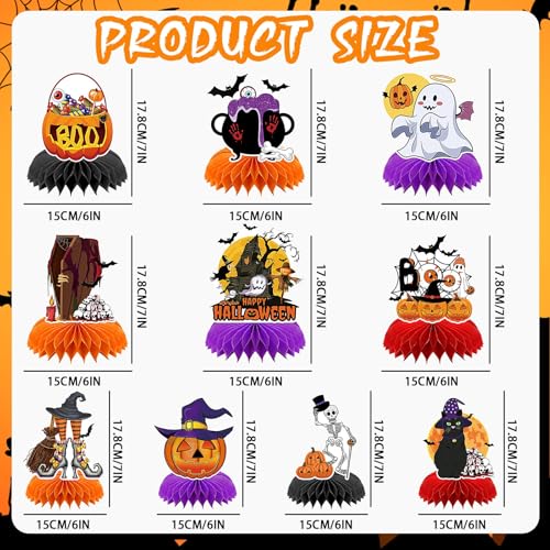 10Pcs Halloween Honeycomb Centerpieces Table Toppers Decoration - style: Halloween Style