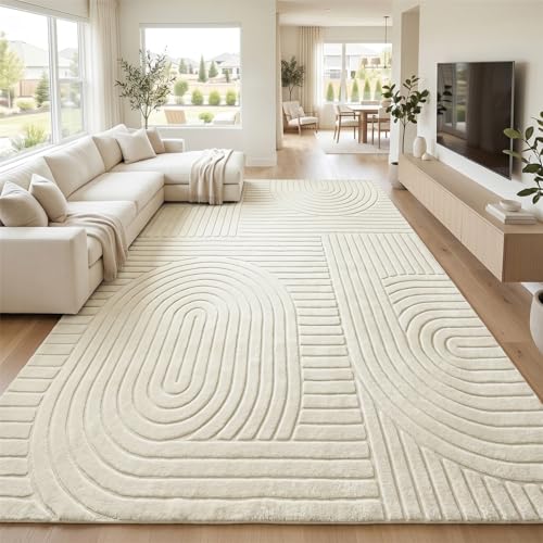 Beige Solid Area Rug 9x12 Large Washable Soft Rugs for Living Room - color: Light Beige, size: 9' x 12' (Rectangular)