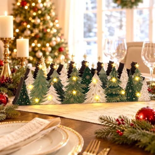 RattanView Christmas Lighted Table Decorations Wooden Christmas Tree Sign - style: Xmas Tree