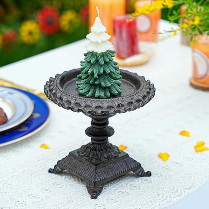 Sungmor Cast Iron Pillar Candle Holder-Rustic Style 5.9in Tall Candle Stand - color: Flower - 5.7inch Tall