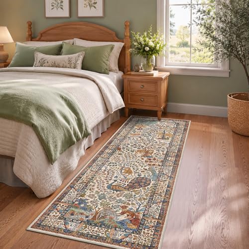 2’6″x 8’ Runner Rug Botanical Print Runner Vintage Kitchen Rug - color: Beige, size: 2'6" x 8' (Runner)