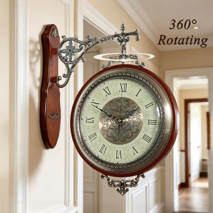 Homestia Double Sided Wall Clock Vintage Style Silent Non-Ticking Clock - size: Double Sided - 13 Inch