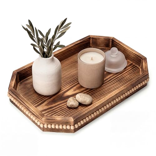 EOSAHR Pine Wood Decorative Tray: Serving Tray for Room Decor, VintageBrown - color: Vintage Brown