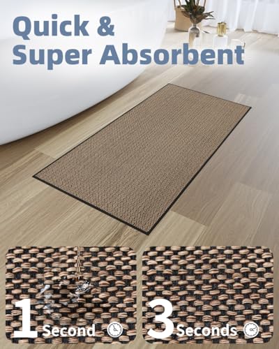PADOOR Non-Slip Bathroom Runner Rug, Braided Long Bath Mat, 24''x47'' Black - color: Black, size: 24''x47'' Rectangular