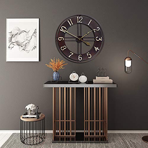Growsun Large Wall Clock 30 inches Pure Metal Retro Heavy Duty Large Decorative Decor for Home Living Room Farmhouse - size: 30 inch