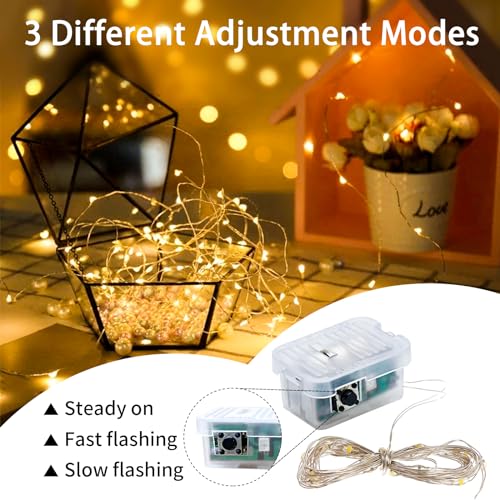 12 Pack Fairy Lights 7Ft 20 LED Twinkle String Lights 3 Modes Battery Operated Waterproof Firefly Starry for Mason Jar Wedding Birthday Party Table Centerpieces Bedroom Christmas,Warm White - color: Warm White, size: 12